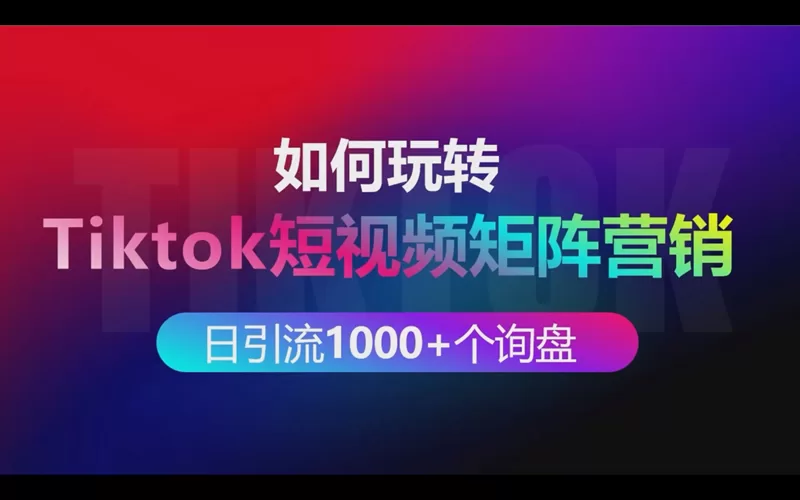 如何玩转Tik Tok短视频矩阵营销做到每日引流1000+个出海业务询盘