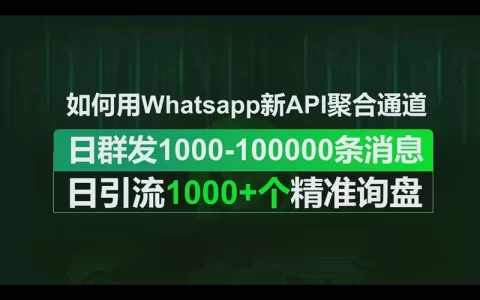 如何用WhatsApp新API聚合通道每日群发1000-100000条消息做到每日引流1000+个出海业务精准询盘