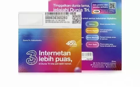 印度尼西亚3THREE手机电话卡海外APP注册接码实体SIM卡出国跨国留学生国际旅游手机卡,可续费充值续期