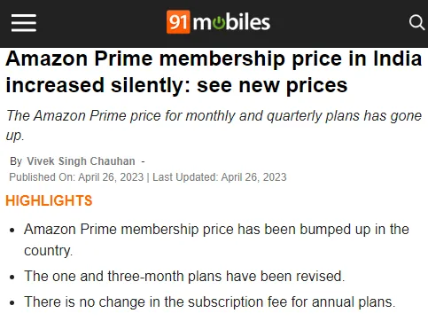 亚马逊又一站点上调Prime会员费，涨价终成趋势