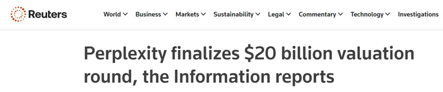 AI搜索平台Perplexity以200亿美元估值，获2亿美元融资