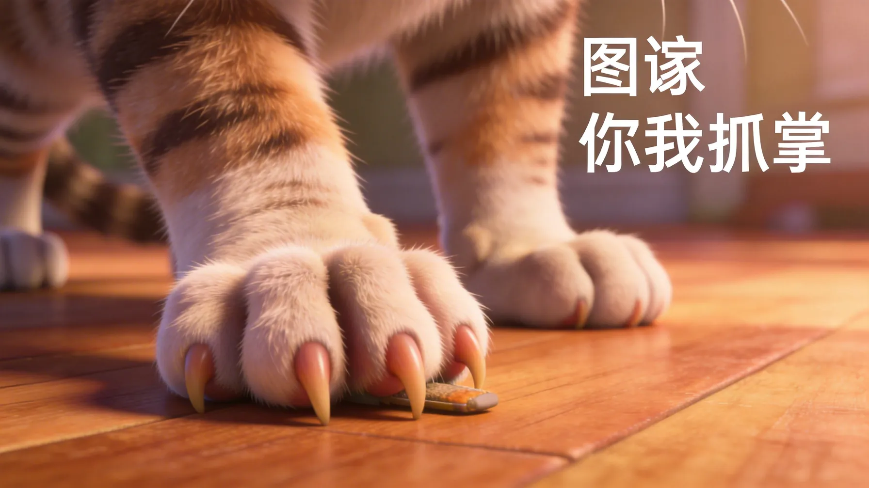 猫的爪子和脚掌对比特写