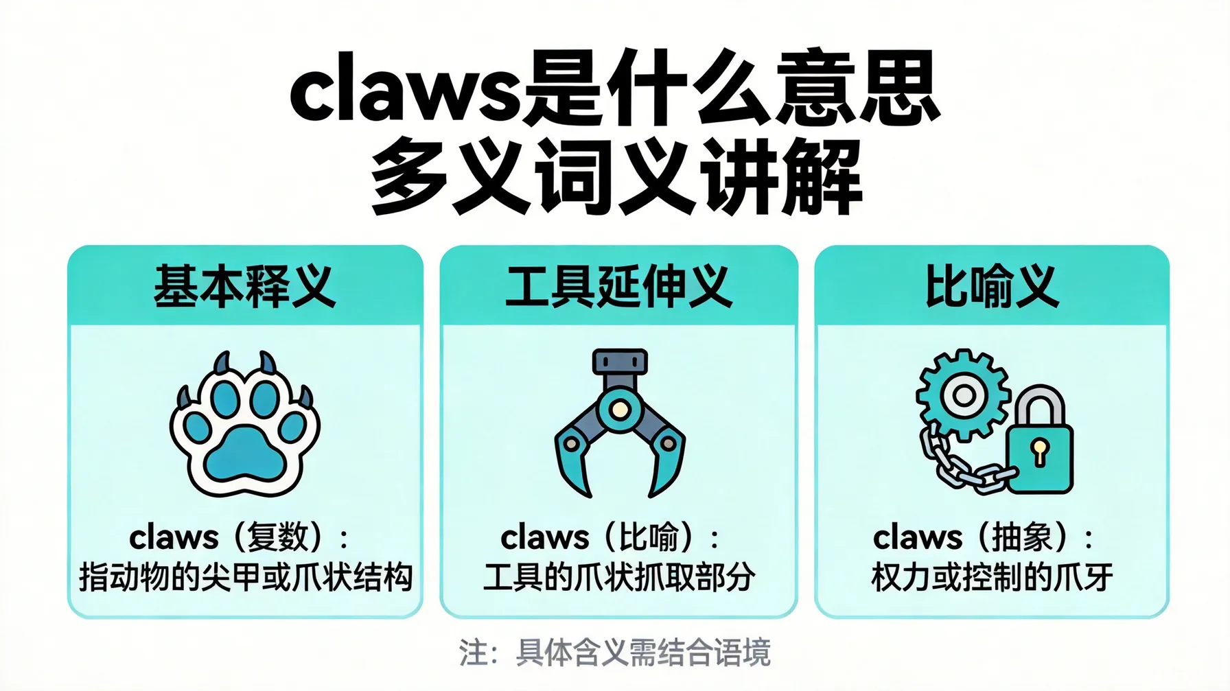 claws是什么意思多义词义讲解 概念示意图
